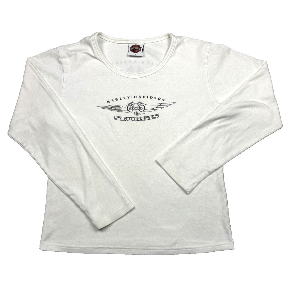 Vintage Harley-Davidson Sturgis 2005 Shirt Womens Large White Long Sleeve USA L